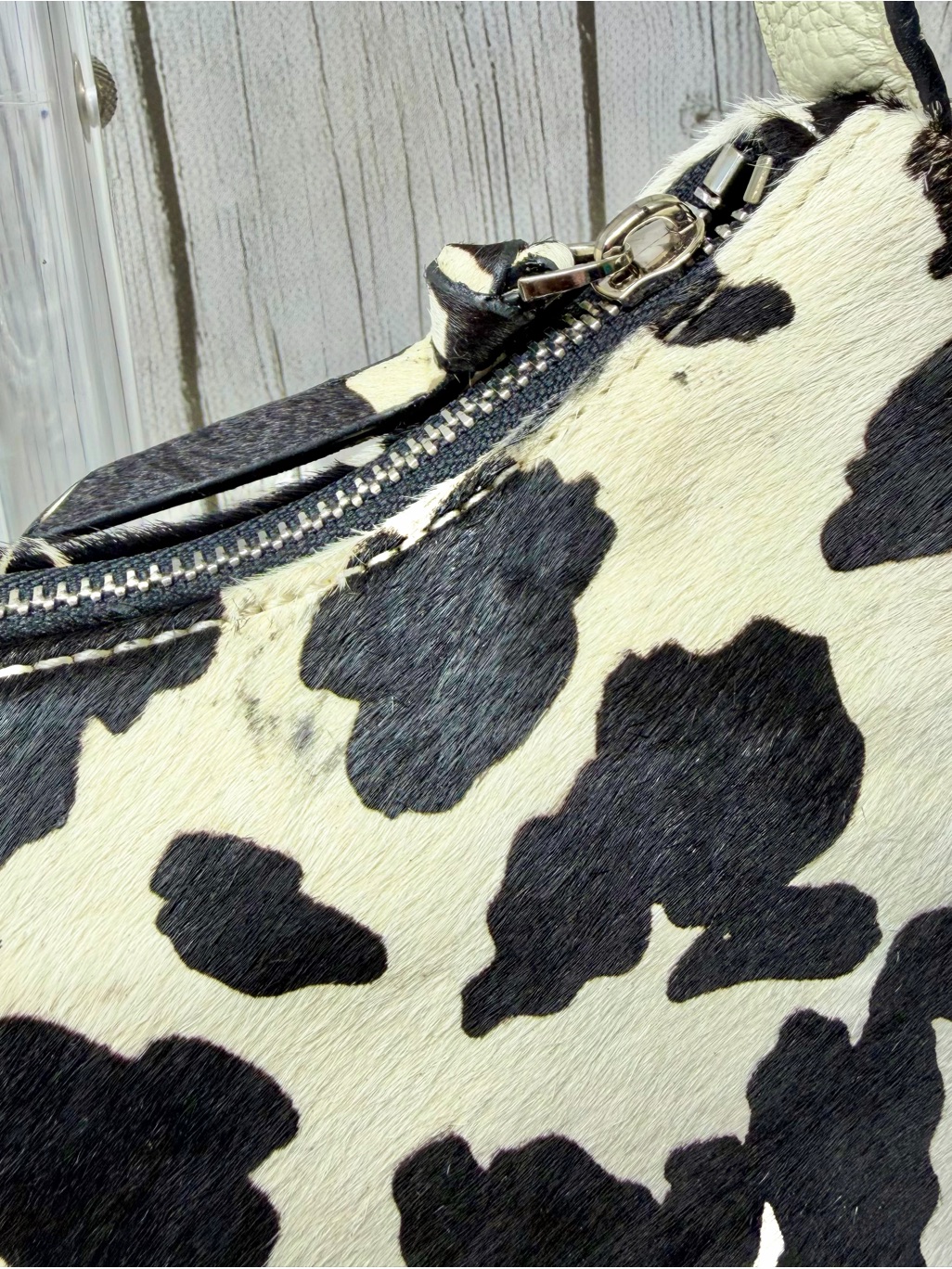 Brand New Brandon Blackwood Pony Hair Cow Print Shoulder Bag — image 6 of 8